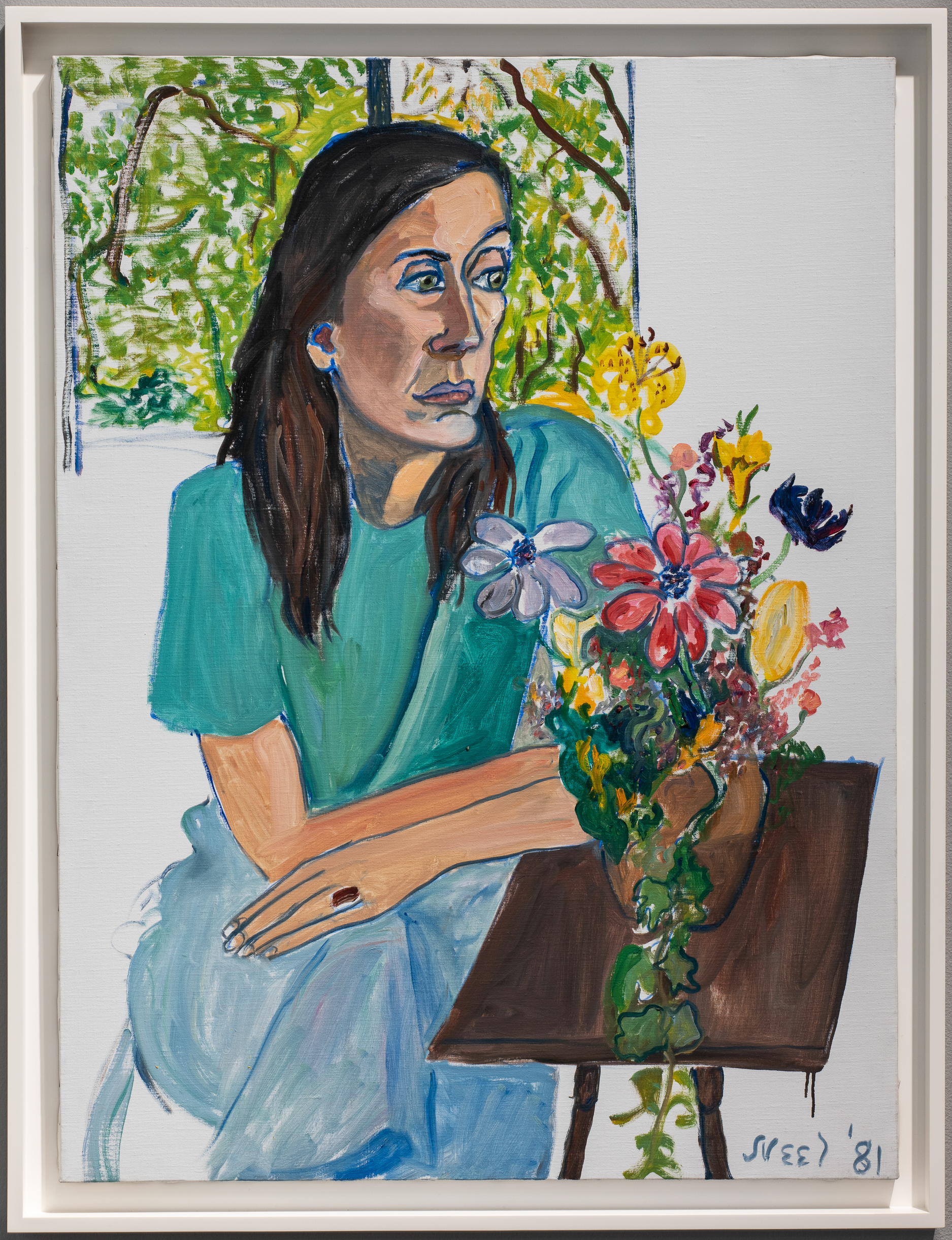 
		Over the course of more than six decades, Alice Neel built a body of work that remains distinctive and relevant. The fiercely independent painter worked in near obscurity for forty years before attracting critical attention in the 1960s. While she also painted landscapes and still lifes, her uncompromising commitment to emotionally nuanced and astute portraits has cemented Neel's posthumous reputation as one of the most important American painters of the twentieth century. Her subjects included friends and family, artists, writers, celebrities, and those on the margins of society, such as immigrants and the homeless – each treated with the same degree of scrutiny, curiosity, and intuitive empathy. Nancy with Flowers depicts Neel’s daughter-in-law and studio assistant with the artist’s characteristic use of subtle figurative distortion and a remarkable attention to color. Blue outlines add a dynamic, unexpected energy. Identifying herself as a “collector of souls,” Neel believed portraiture could do more than capture the likeness of a person; it could be an honest, intimate study of humanity. 
		<a href="images/JSMA Research Guide-Alice Neel.pdf"
				target="_blank">Download this study guide.
	
	
	