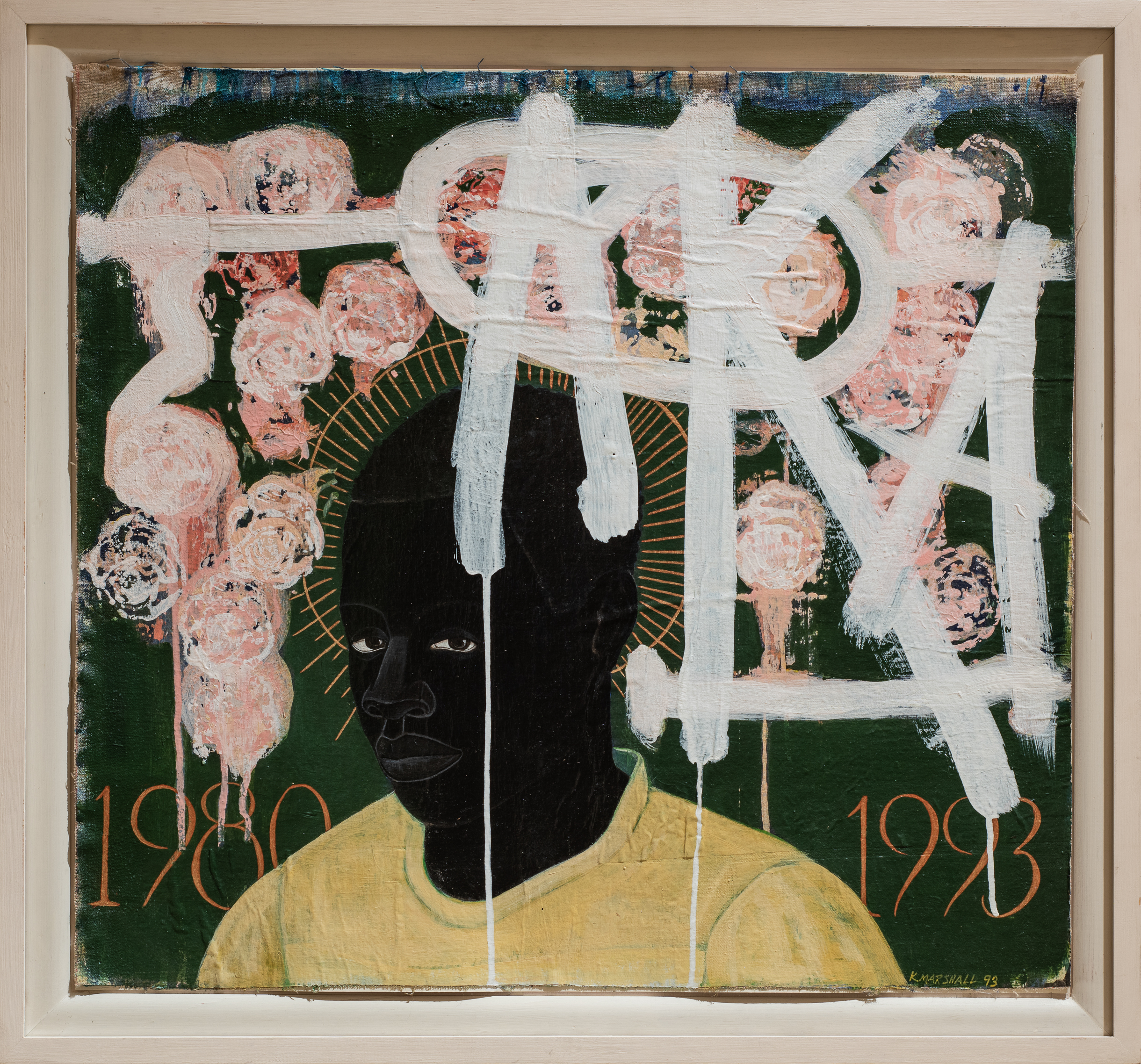 
		Contemporary artist Kerry James Marshall aims to reassess and begin to reverse the underrepresentation and exclusion of Black bodies and experiences in the canon of Western art history. Working within foundational genres such as history painting and portraiture, Marshall uses undiluted and often un-nuanced black paint for his figures, placing them in an unapologetic yet celebratory spotlight in which they refuse to be dismissed. Marshall’s Lost Boys series takes its title from J.M. Barrie’s Peter Pan, subverting the romantic fictional narrative of children who don’t want to grow up with memorial portraits of real young men who were robbed of the choice. In each portrait, Marshall honors the lives of individuals too often ignored by a society indifferent to their plight, many of whom died in a proliferation of gang wars and police violence in the late 1980s and early ‘90s. The word “lost” takes on expanded meaning in Marshall’s hands. As he explains, it becomes a multilayered concept that addresses not only a life lost but also the realities of being “lost in America, lost in the ghetto, lost in public housing, lost in joblessness, and lost in illiteracy.” Marshall thus evolves Barrie’s premise, asking not whether these boys wanted to grow up, but whether they ever had a chance to grow up at all.
		<a href="images/JSMA Research Guide-Kerry James Marshall.pdf"
				target="_blank">Download this study guide
	
	